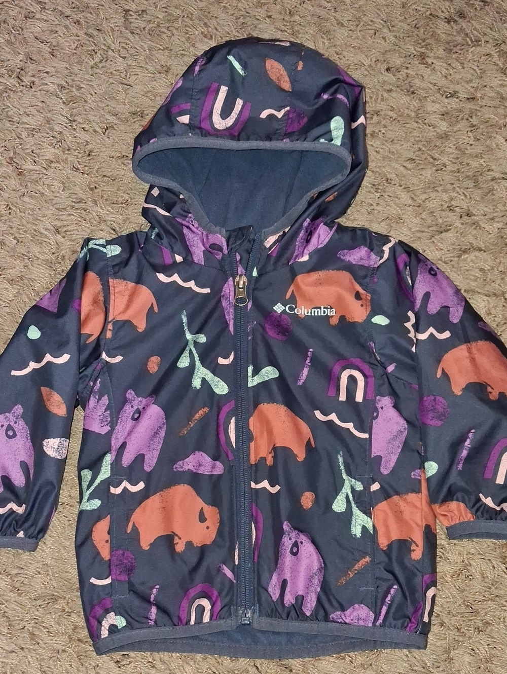 Columbia Kids Navy Hooded Jacket Coat Fall SIZE 12-18M 12 18 Months